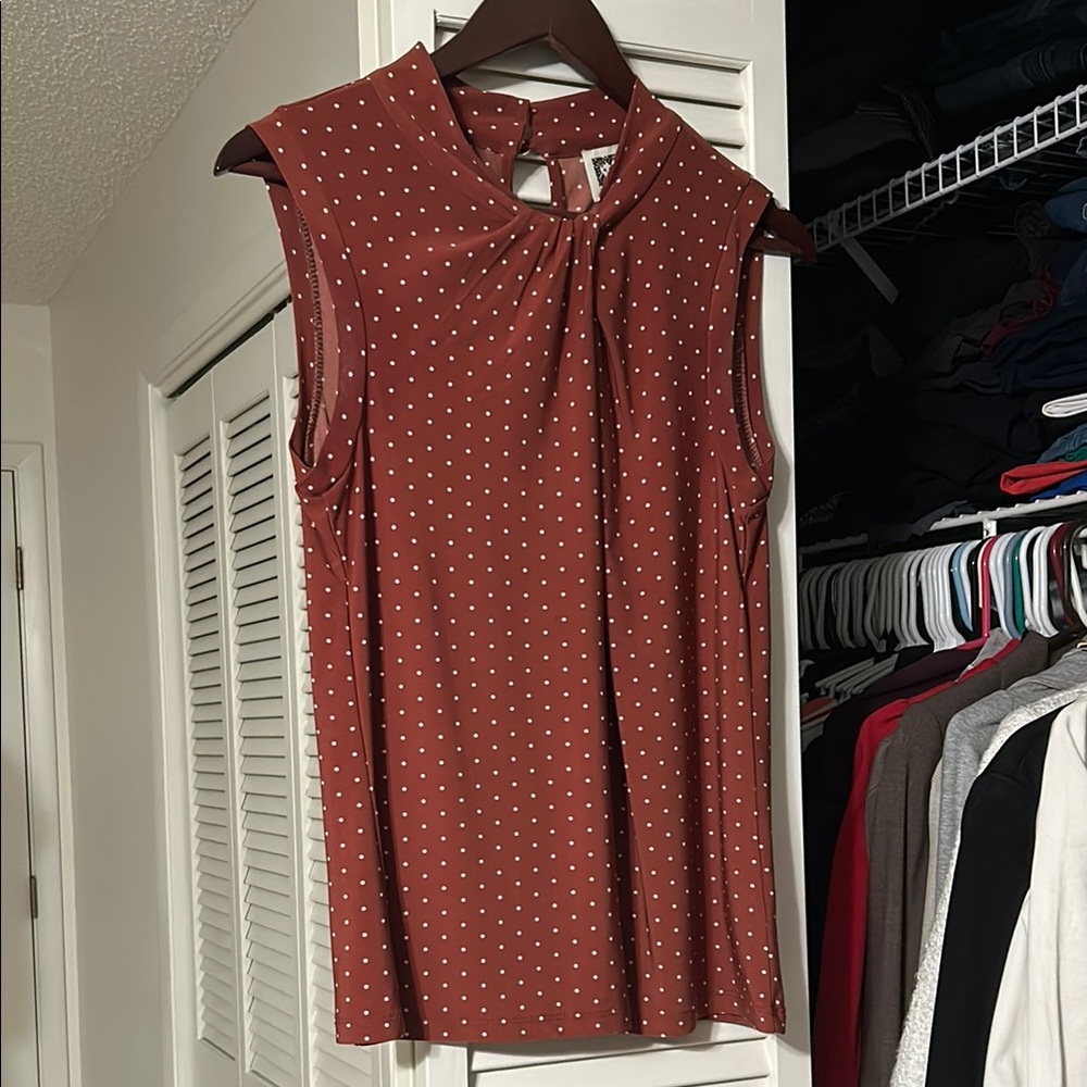 Anne Klein Rust Polka Dot Blouse